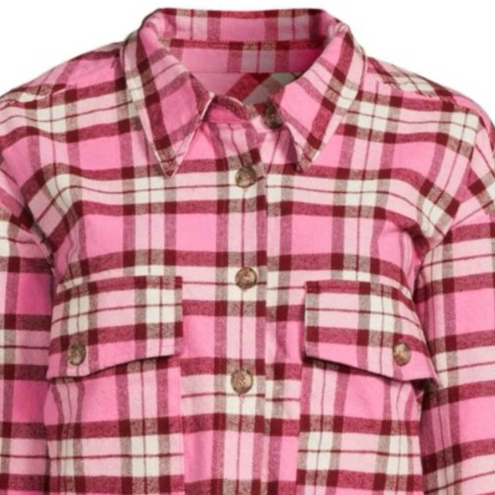 Good American Cropped Plaid Shacket (NWT) - Picture 3 of 3